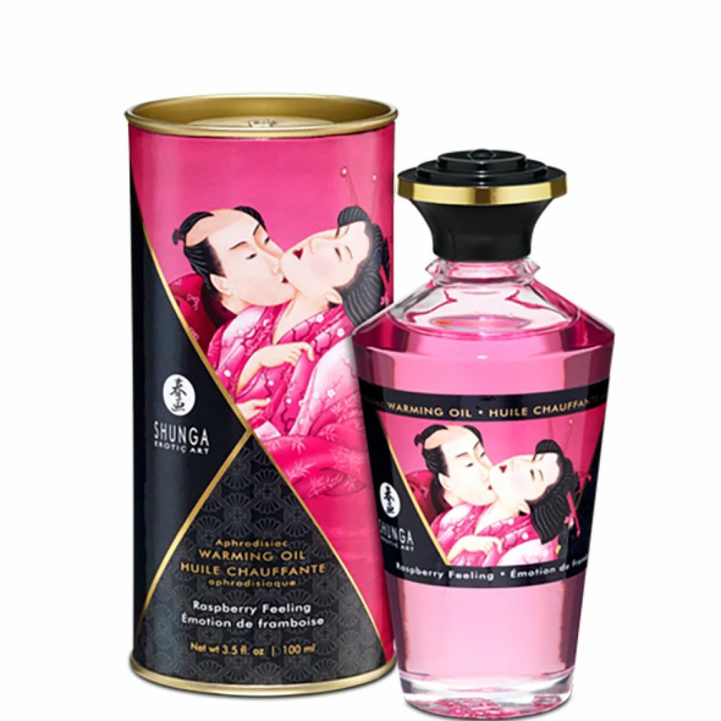 Rozgrzewający olejek do masażu - Shunga Aphrodisiac Warming Oil Raspberry Feeling 100 ml