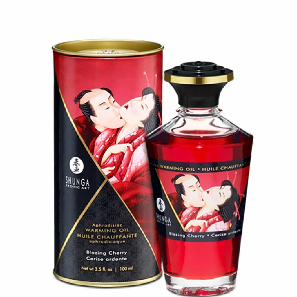 Rozgrzewający olejek do masażu - Shunga  Aphrodisiac Warming Oil Blazing Cherry 100 ml